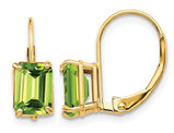 14K Yellow Gold Emerald Cut Peridot Leverback Earrings 2.00 Carat (ctw)